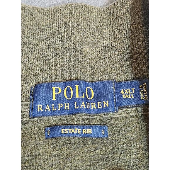 Polo Ralph Lauren Sweatshirt Mens 4XL Tall Green Quarter Zip Rib Preppy Pony - Picture 5 of 11